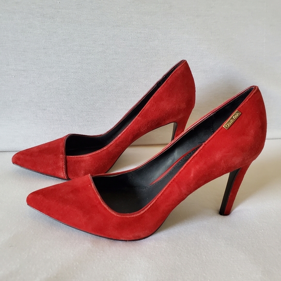Calvin Klein CALIDA Red Suede Pumps - Picture 4 of 7